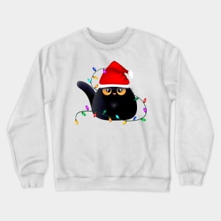 Christmas Black Cat with lights Crewneck Sweatshirt